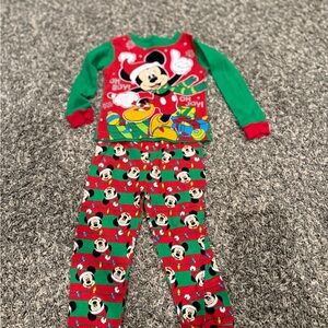 Disney Red and Green Mickey Mouse Kids Pajama Set